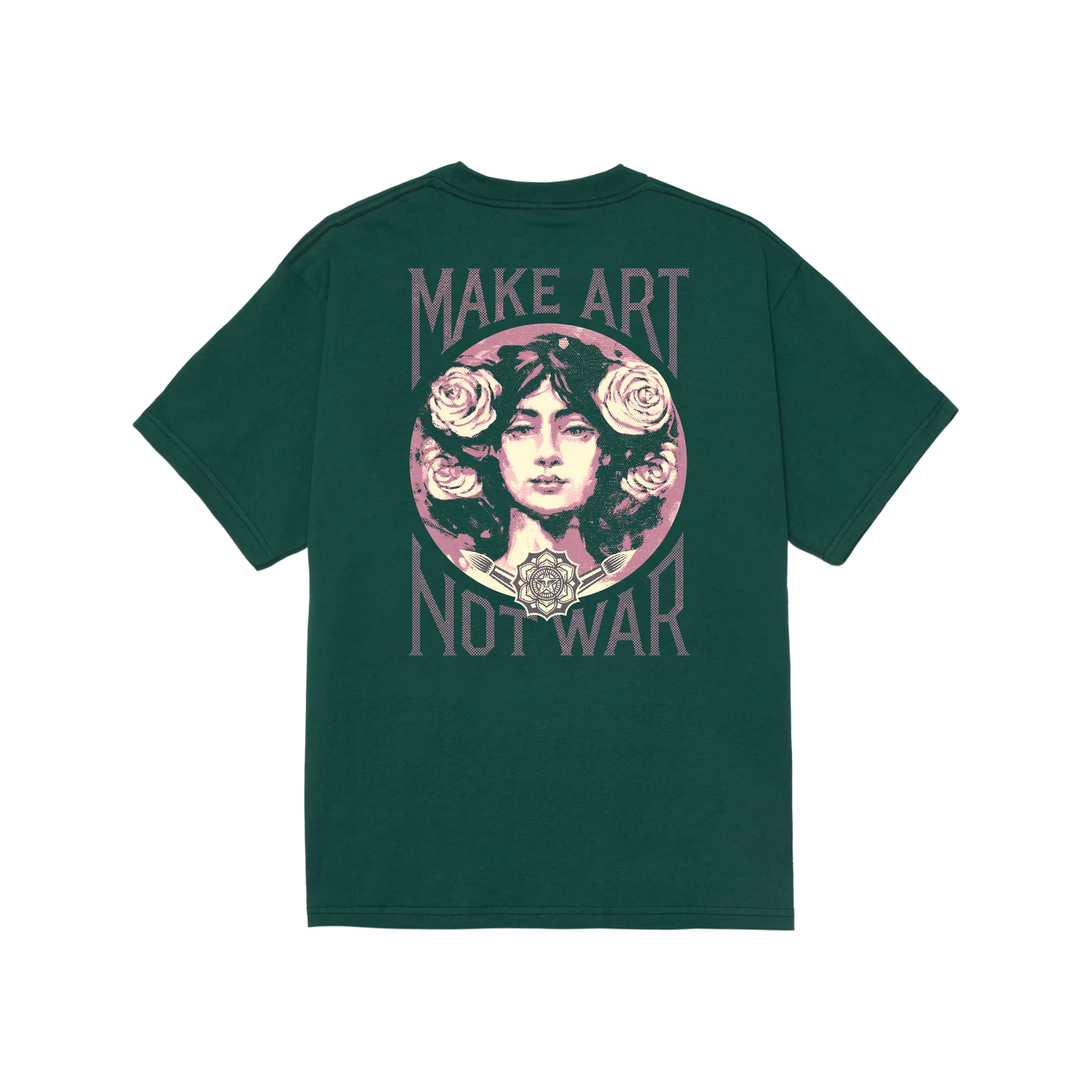 Obey Make Art Not War T-Shirt - Rain Forest