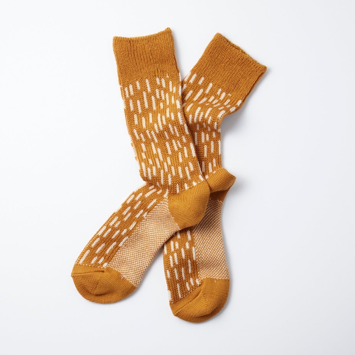 RoToTo Rain Drop Sock - Dark Yellow / Ivory