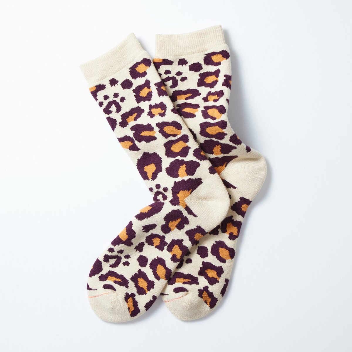 RoToTo Pile Leopard Sock - Bordeaux / Orange