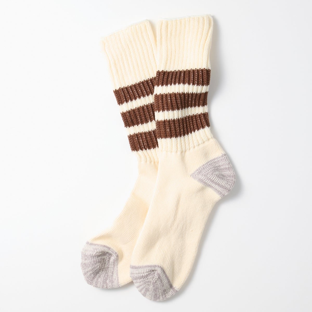 RoToTo Coarse Ribbed Oldschool Sock - Brown