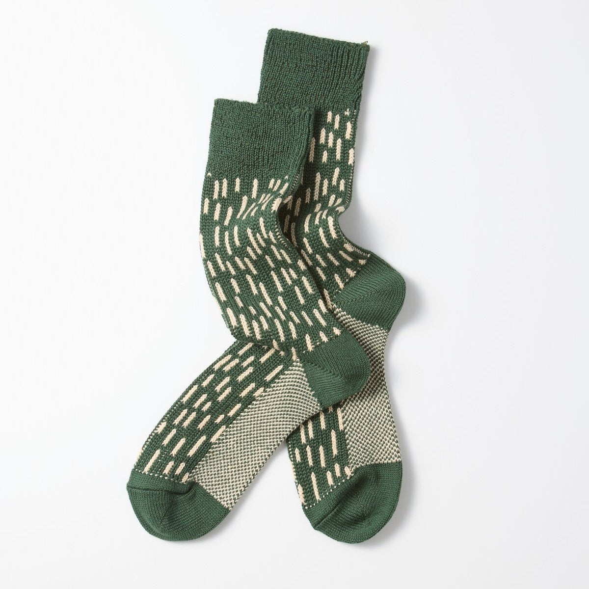 RoToTo Rain Drop Sock - Green / Ivory