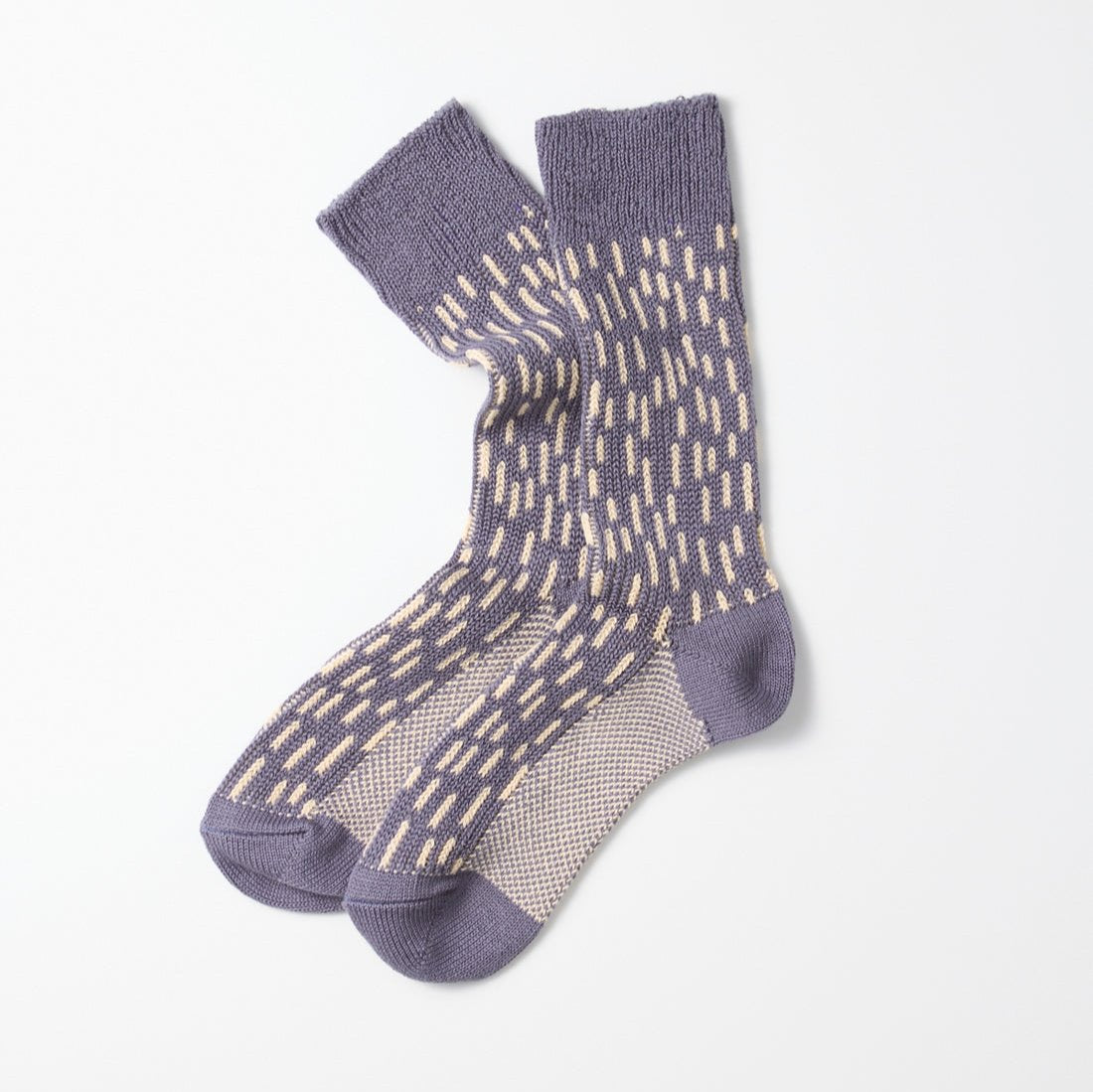 RoToTo Rain Drop Sock - Steel Blue / Ivory