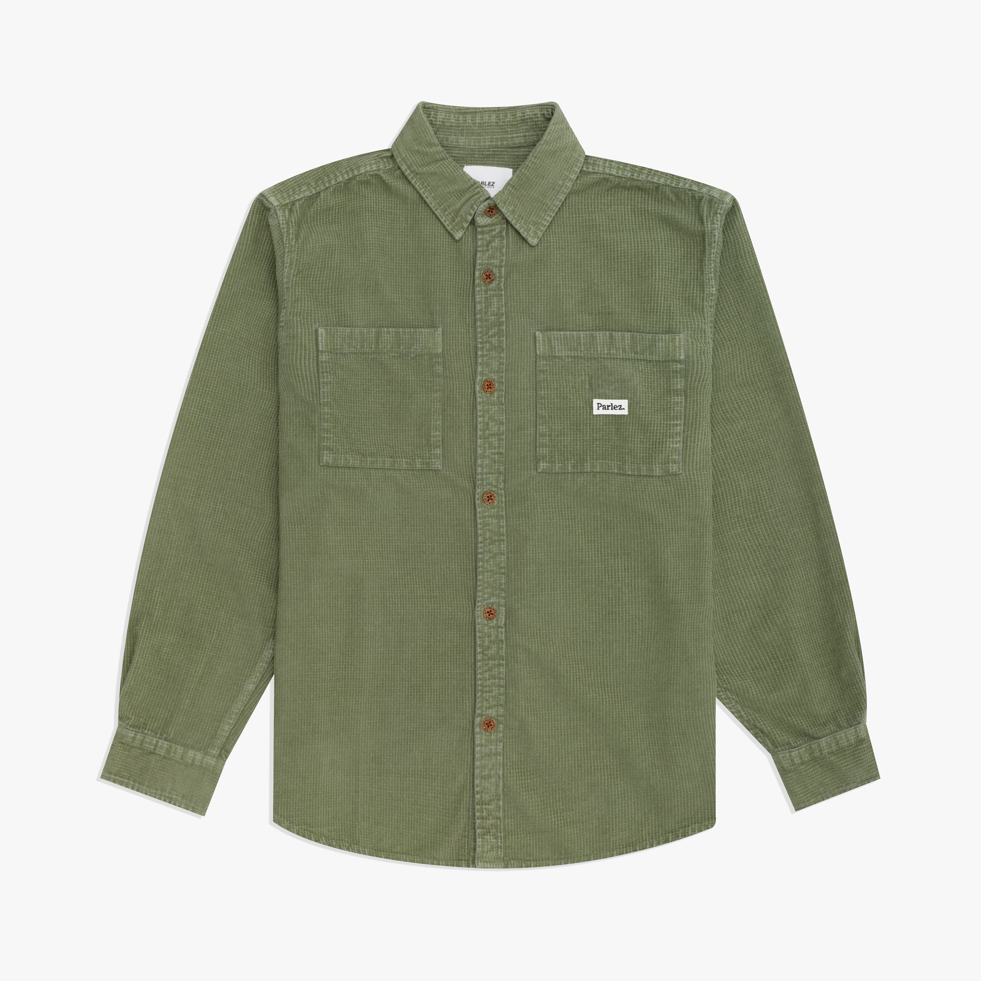 Parlez Ayr Cord Shirt - Olive Green