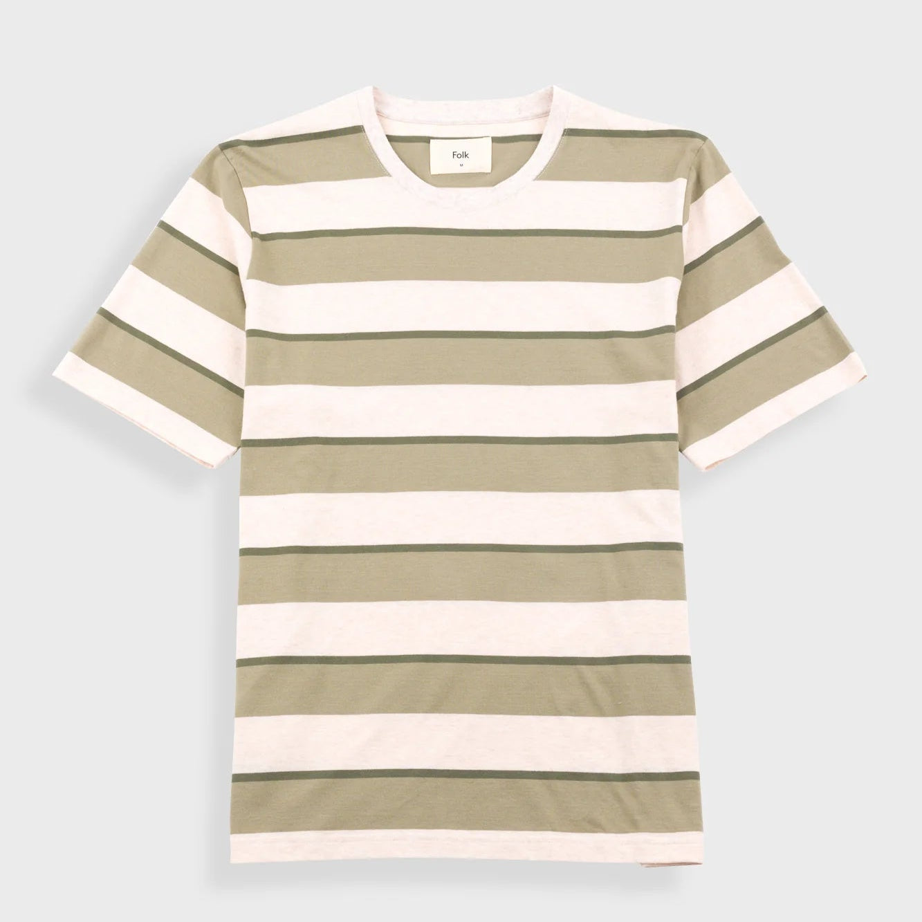 Folk Shadow Stripe T-Shirt - Light Sage Melange