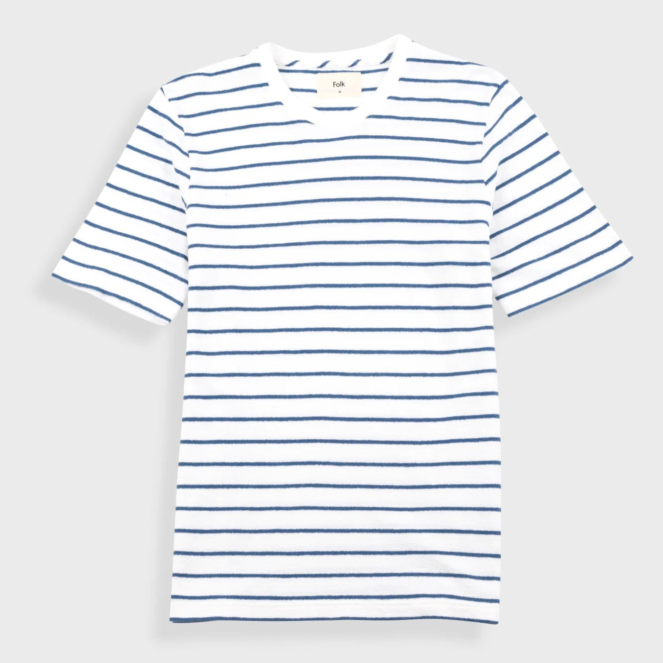 Folk Textured Stripe T-Shirt - Off White / Soft Blue