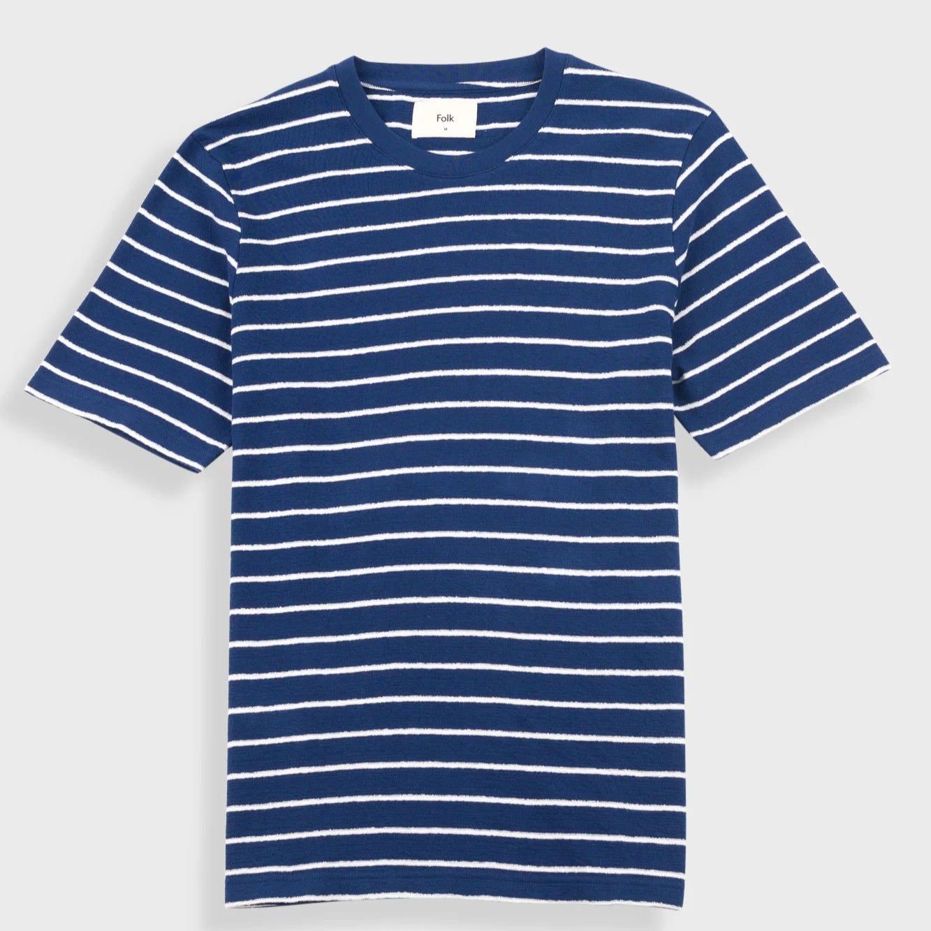 Folk Textured Stripe T-Shirt - Navy / Ecru