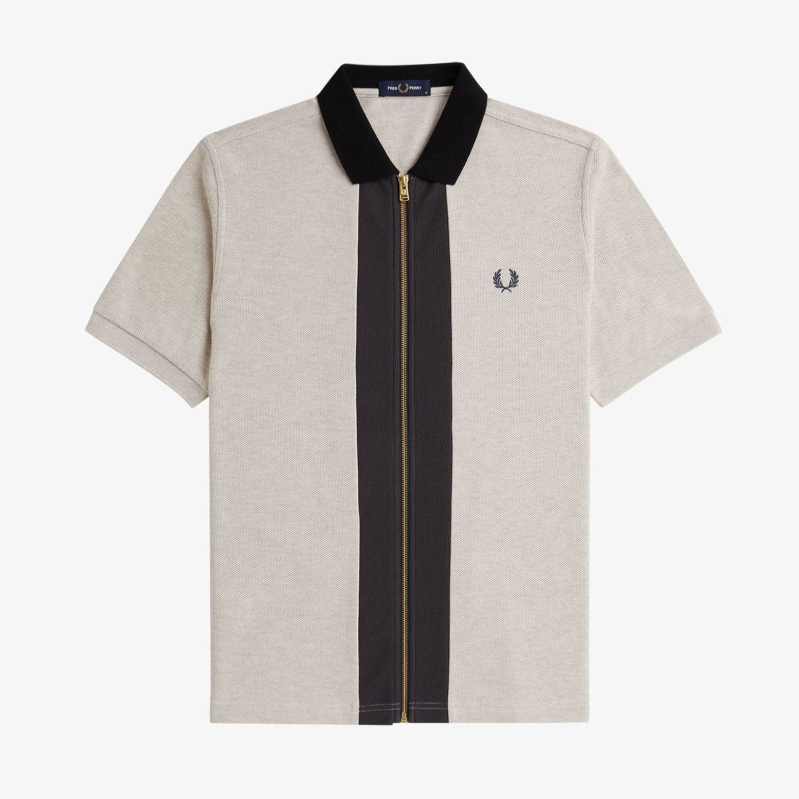 Fred Perry Zip Through Polo Shirt - Porridge Marl