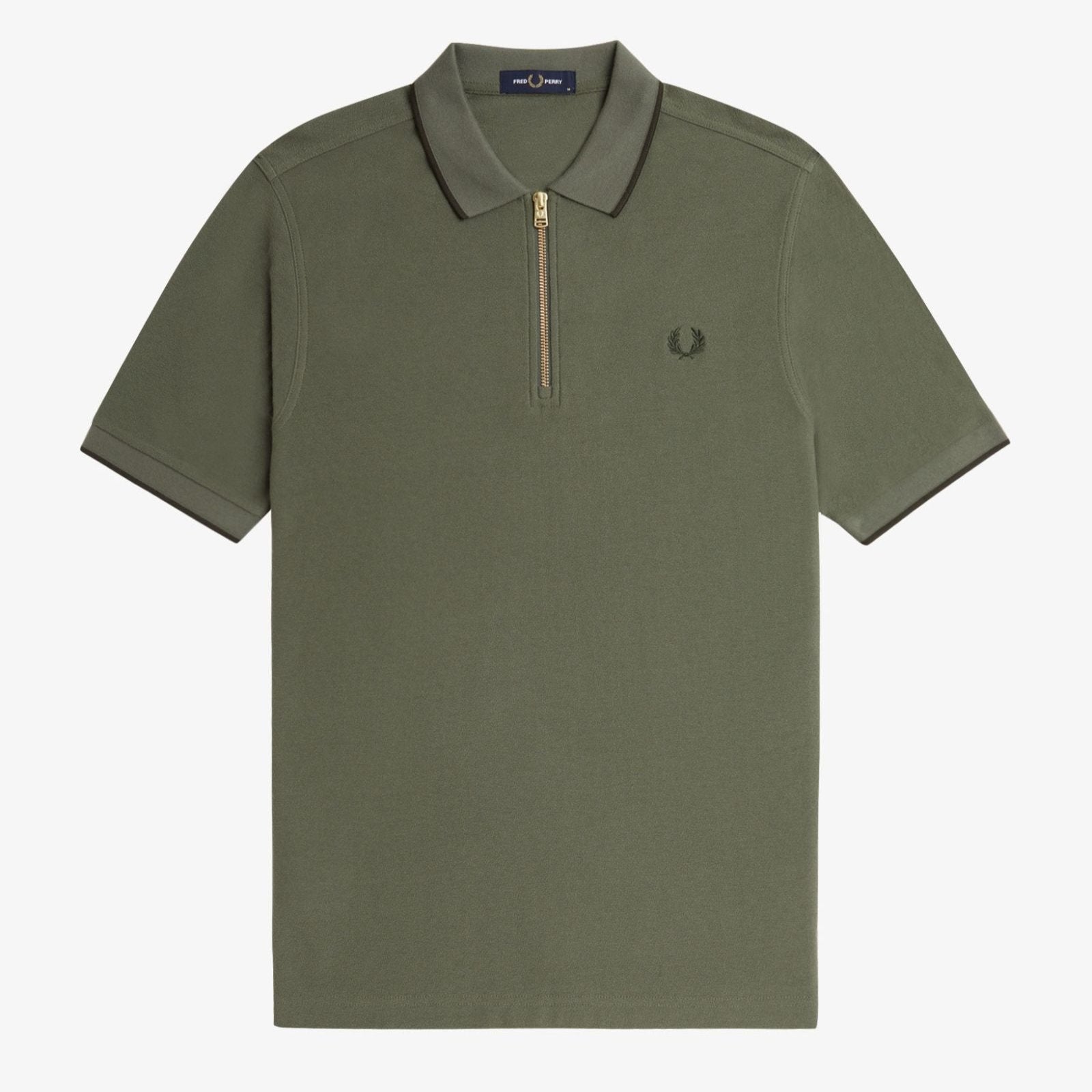 Fred Perry Crepe Pique Zip - Laurel Wreath Green