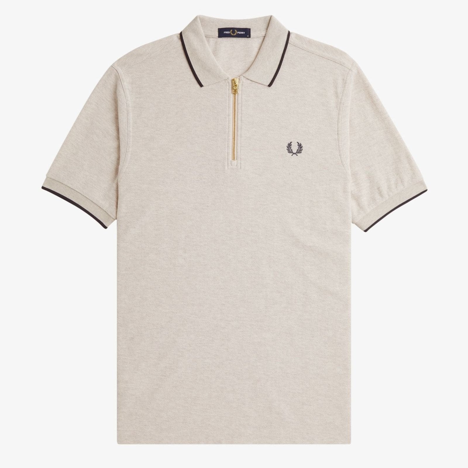 Fred Perry Crepe Pique Zip - Porridge Marl