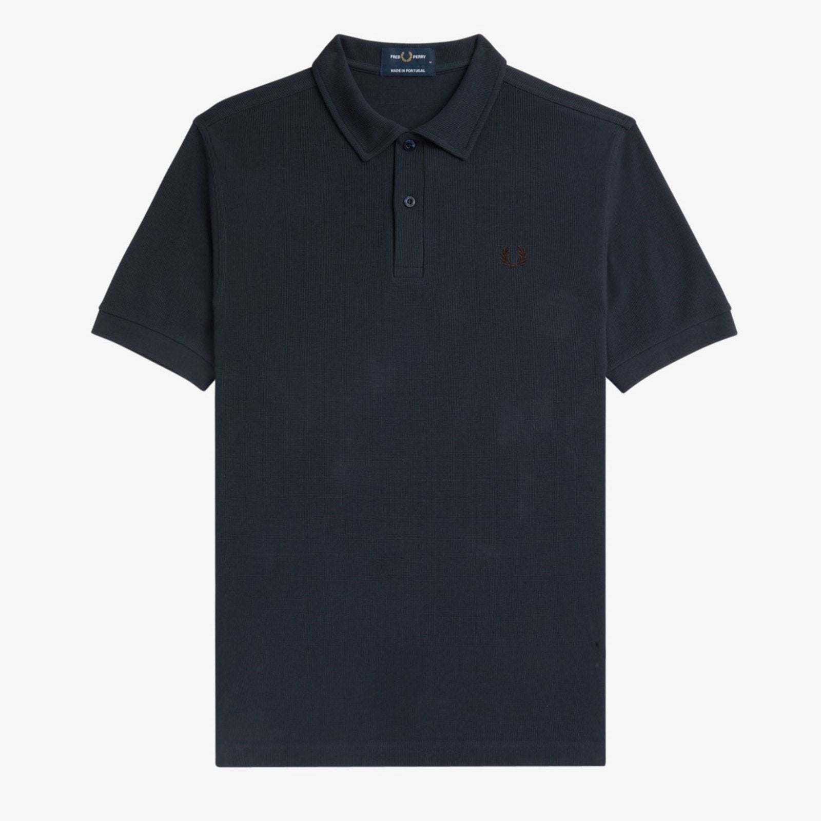 Fred Perry Open Waffle Polo Shirt - Navy