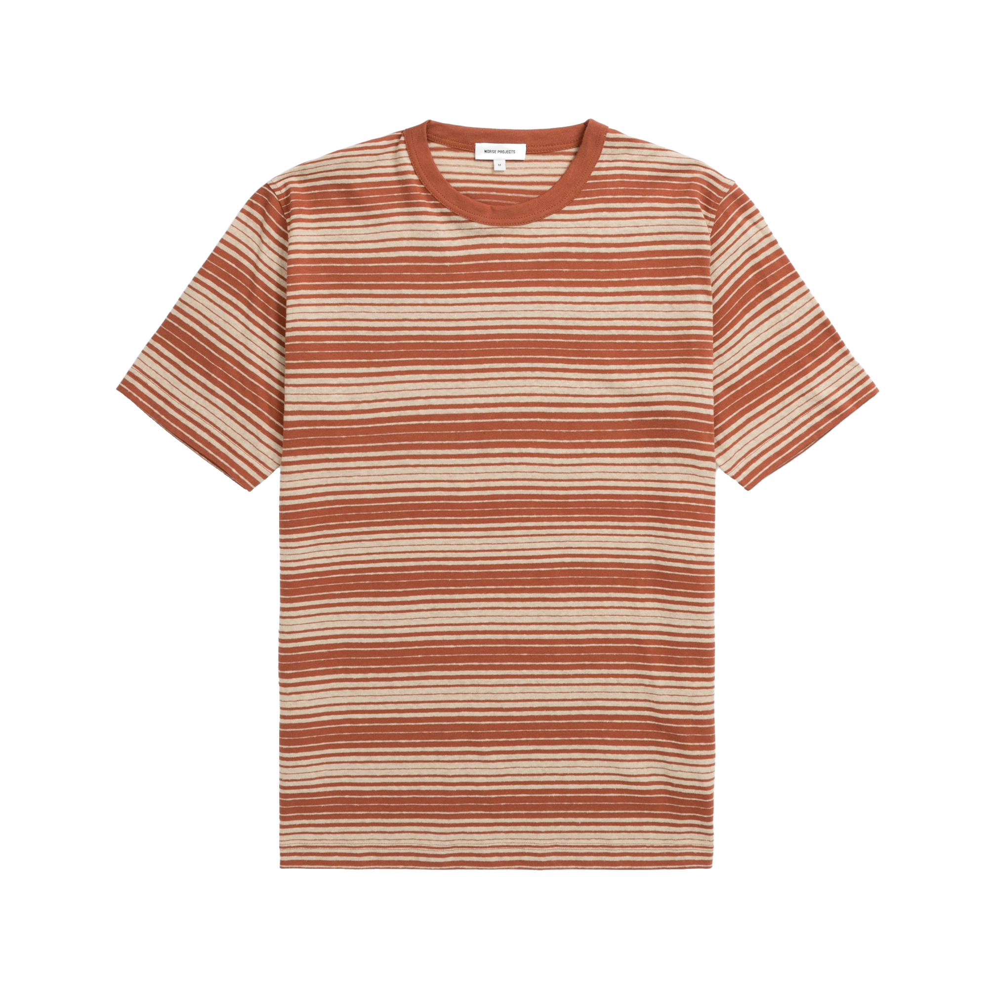 Norse Projects Johannes Spaced Stripe T-Shirt - Red Ochre