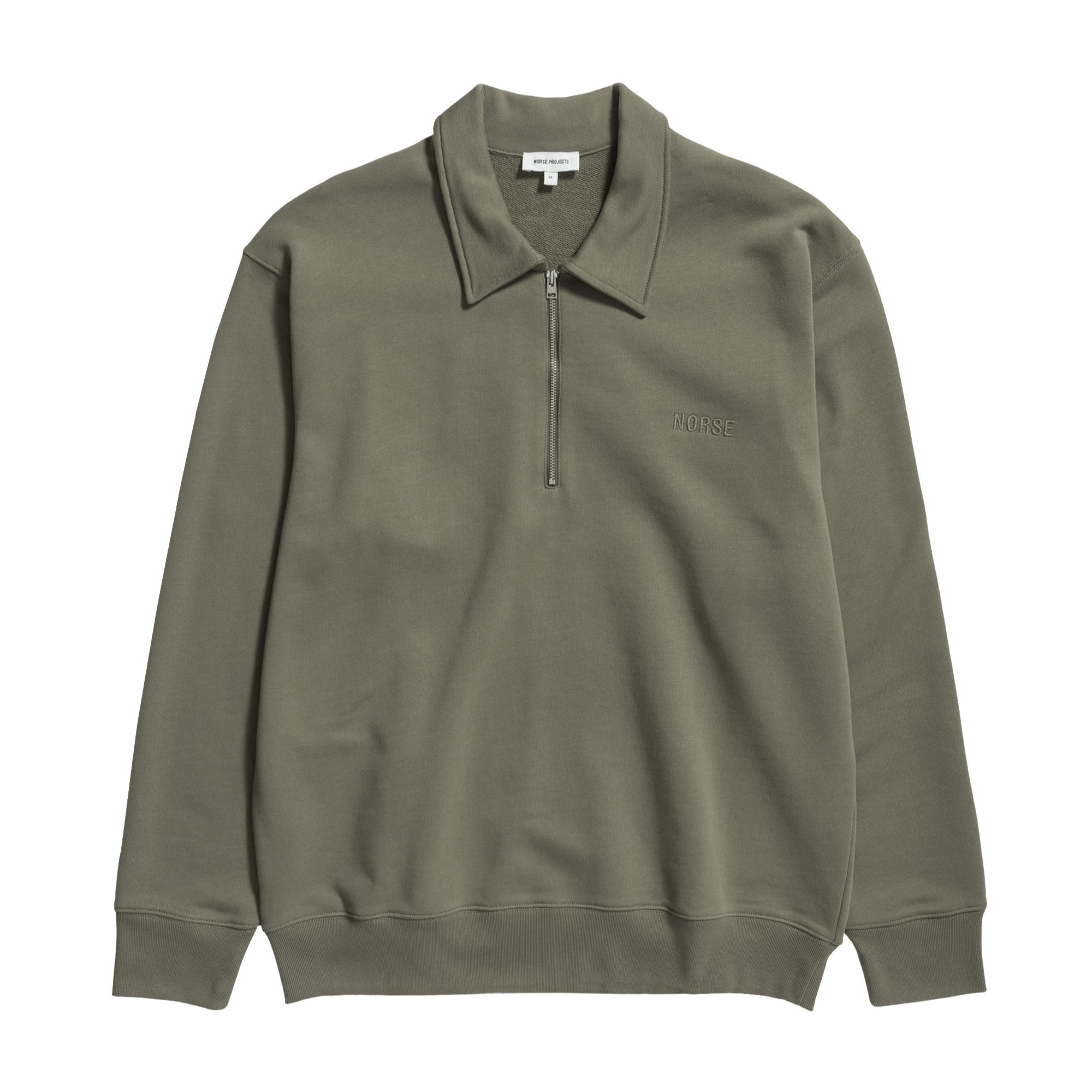 Norse Projects Ketel Norse Logo Half Zip - Sediment Green