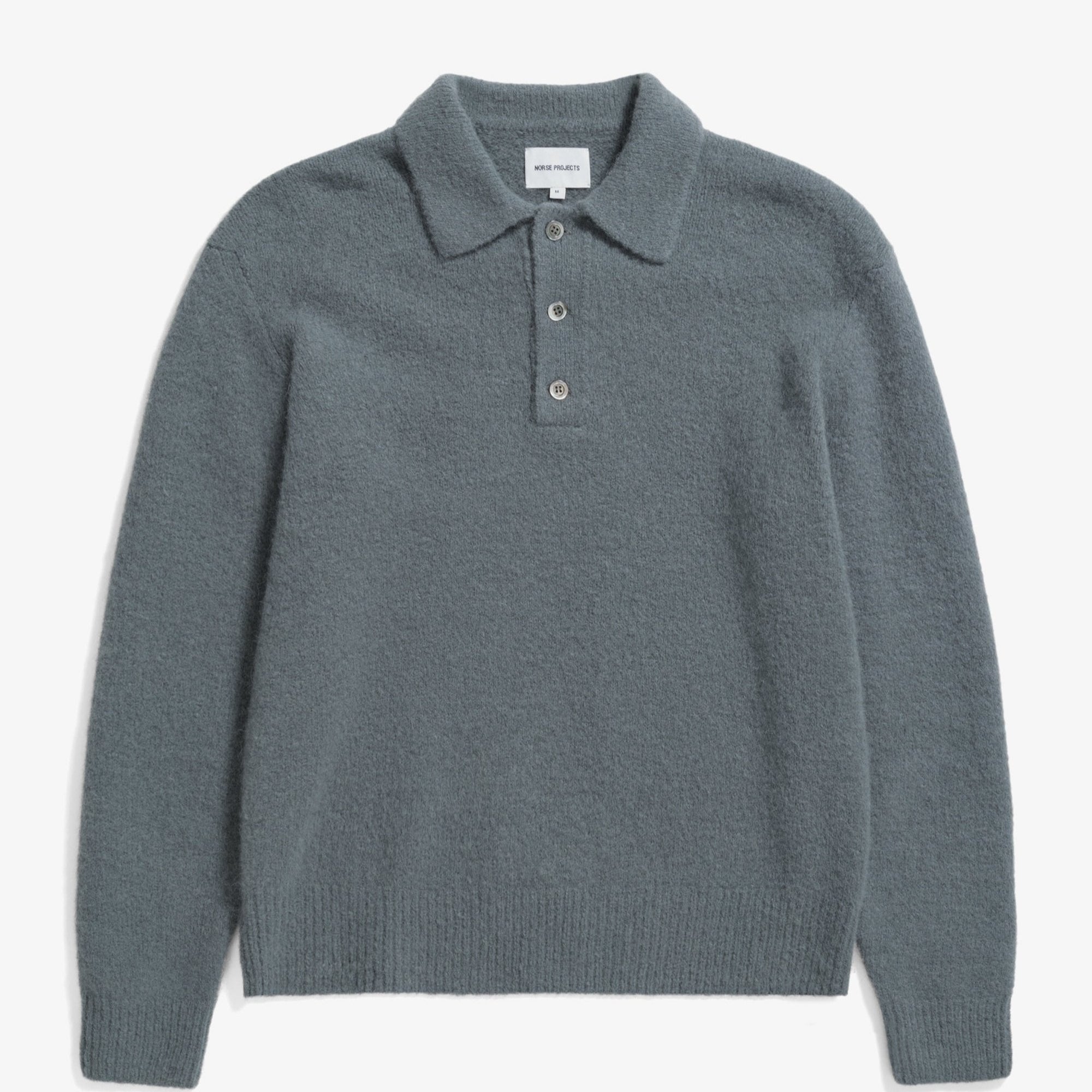 Norse Projects Rasmus Brushed Polo - Mouse Grey