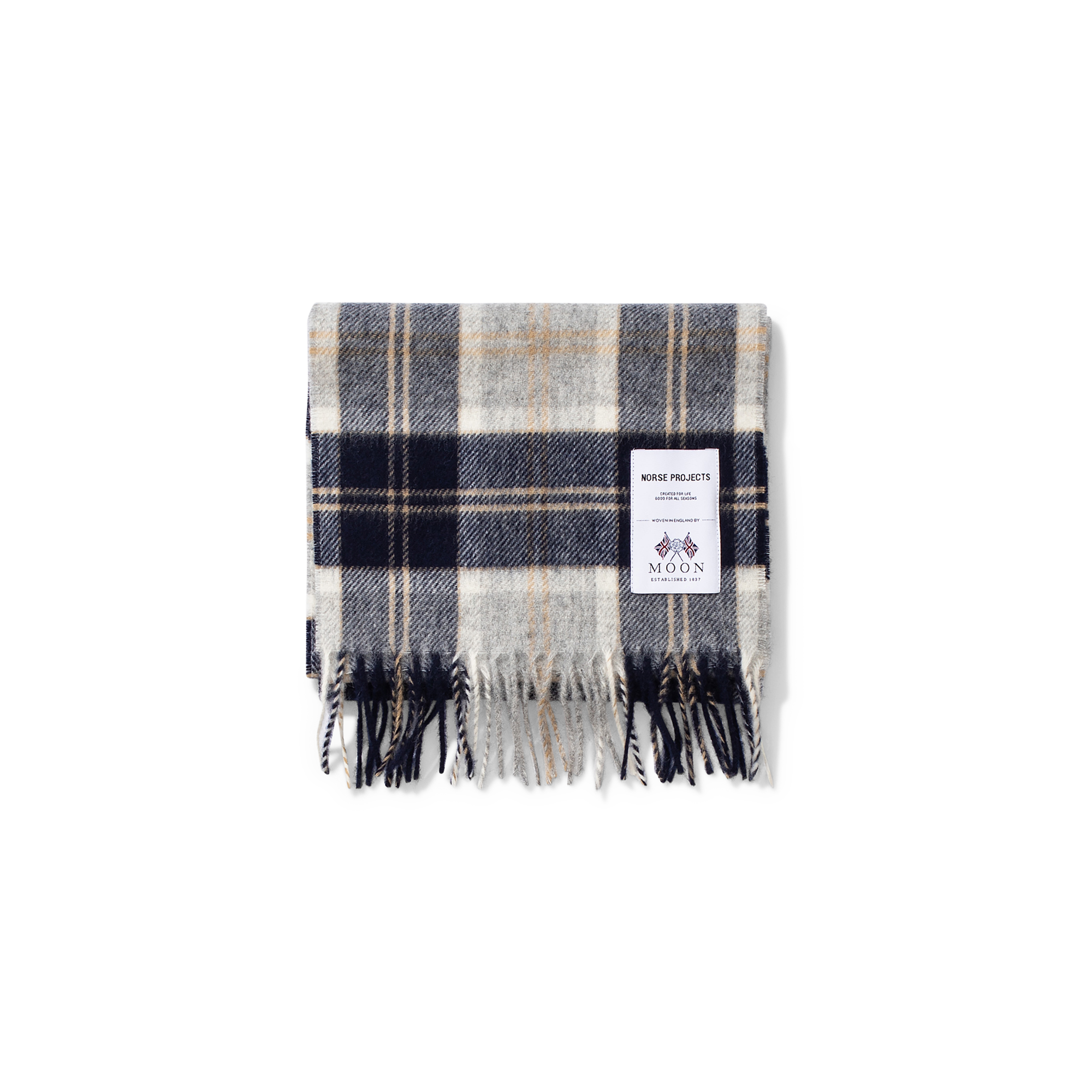 Norse Projects Moon Check Lambswool Scarf - Navy