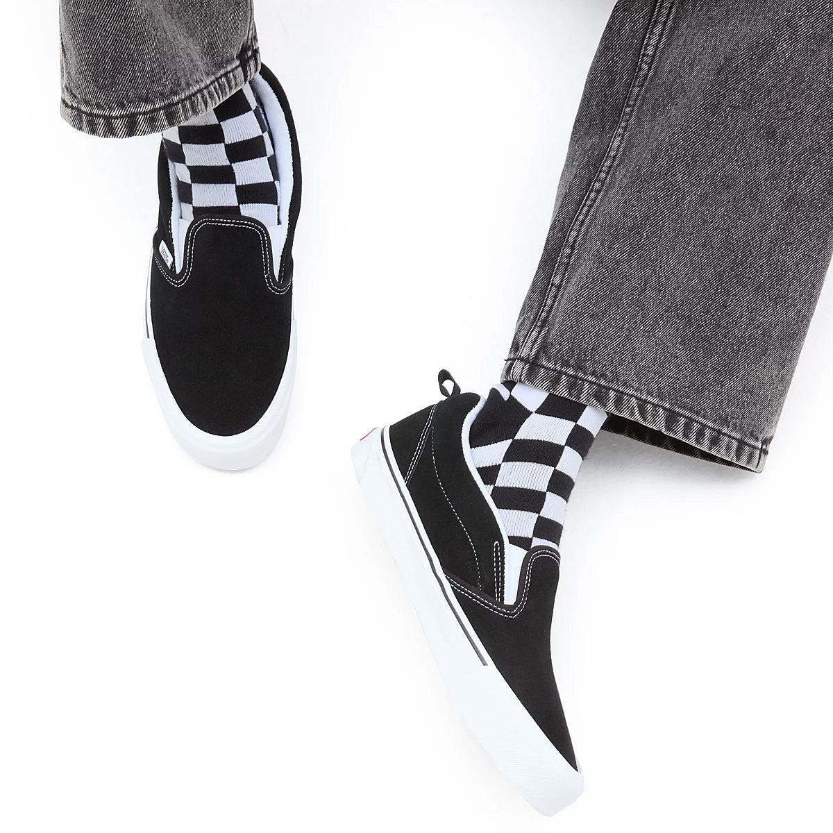 Buy the Vans Knu Slip Black True White Jingo Clothing