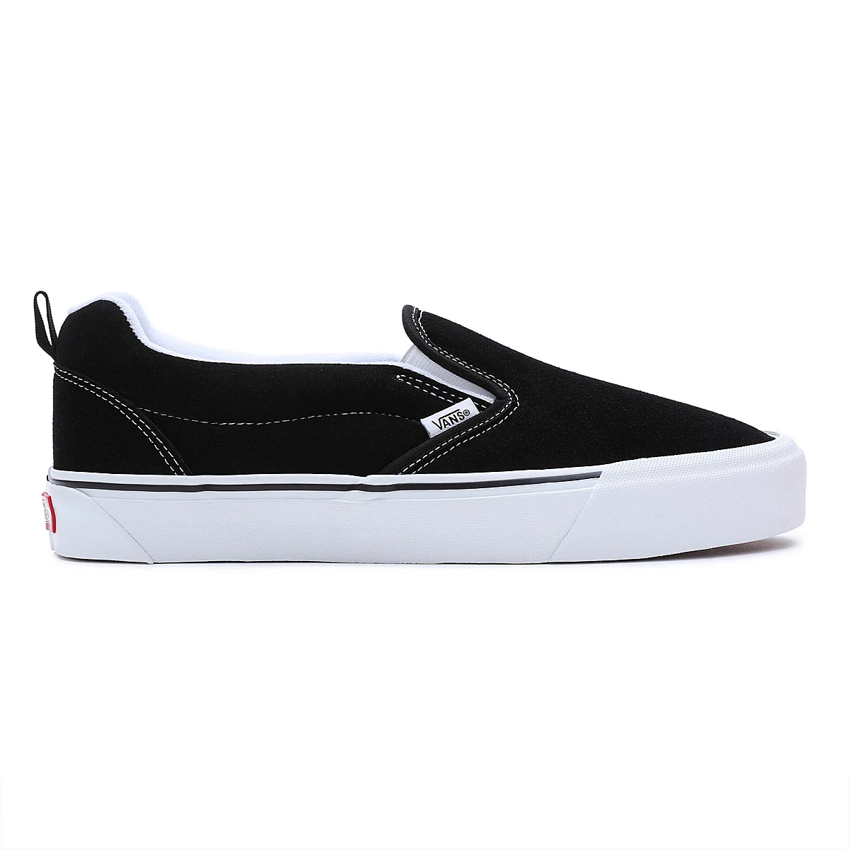 Black and white slip on vans best sale