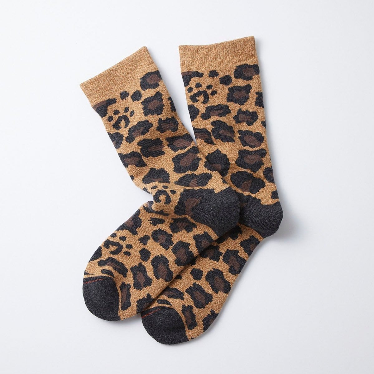 RoToTo Pile Leopard Sock - Dark Beige