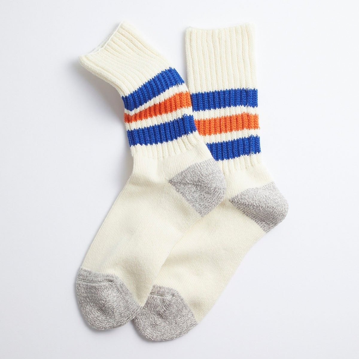 RoToTo Coarse Ribbed Oldschool Sock - Blue Orange