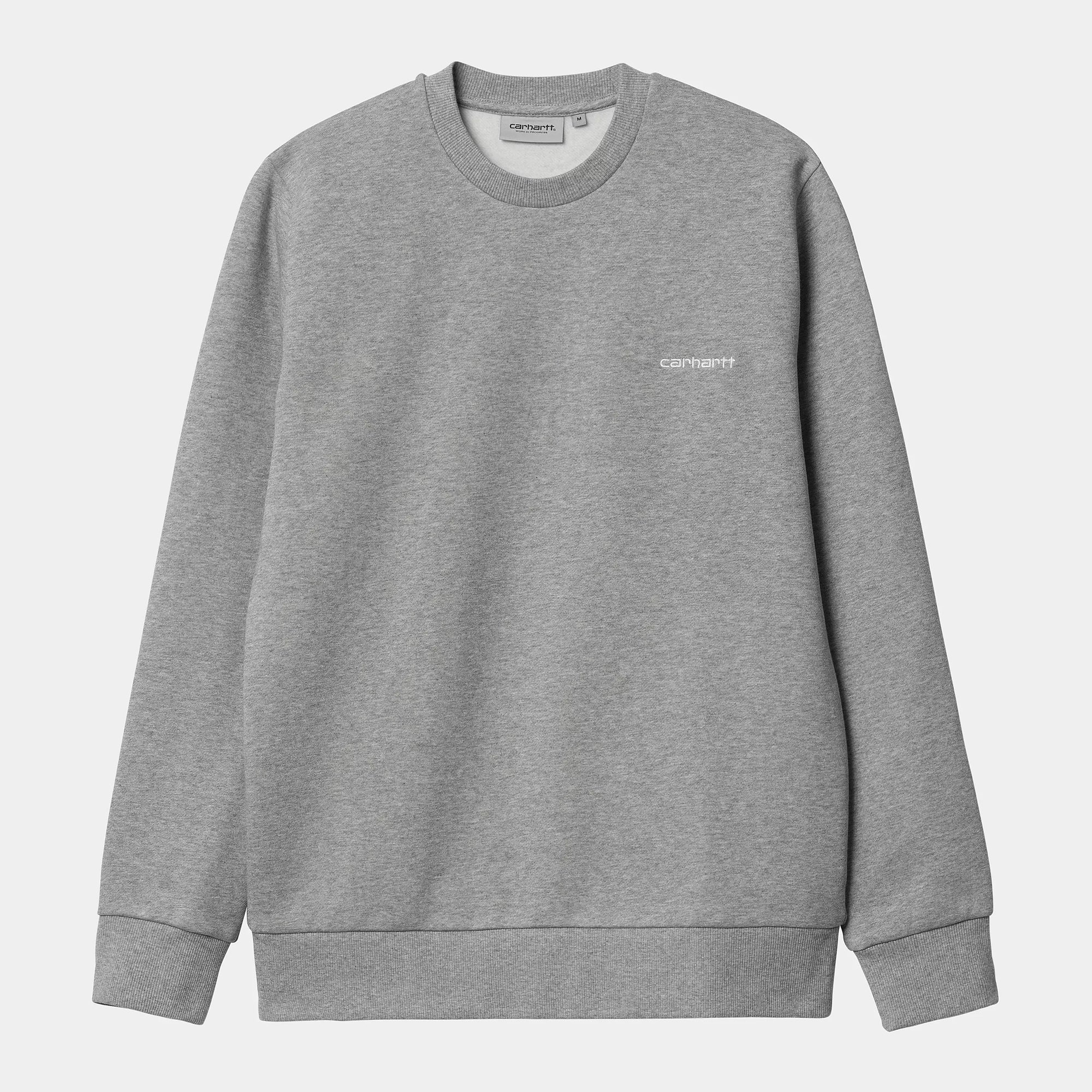 Carhartt WIP Script Embroidery Sweat - Grey Heather / White