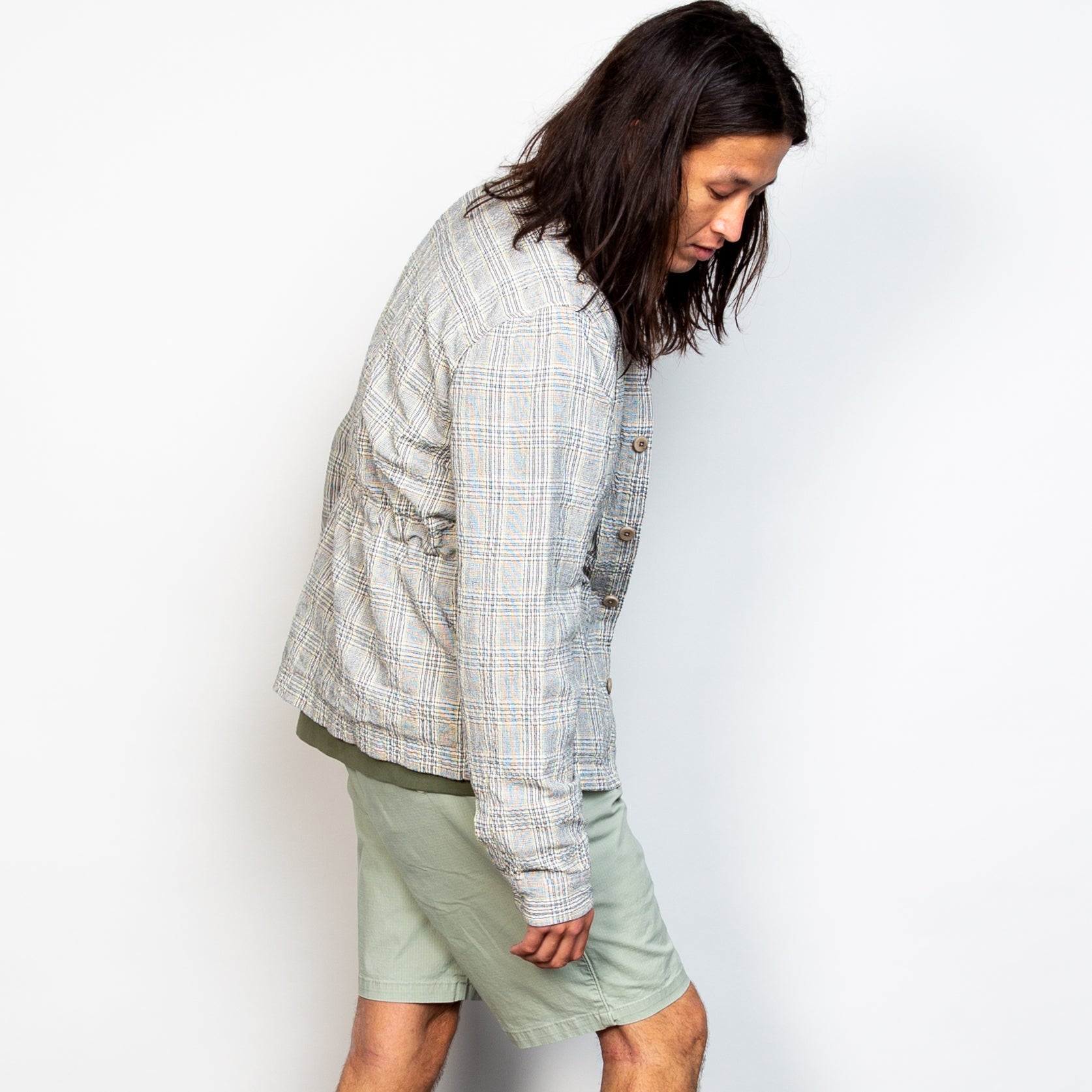 Buy the Folk Assembly Jacket - Ecru Crinkle Check | Jingo Clothing