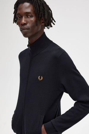 Buy the Fred Perry Classic Zip Through Cardigan - Black | Jingo