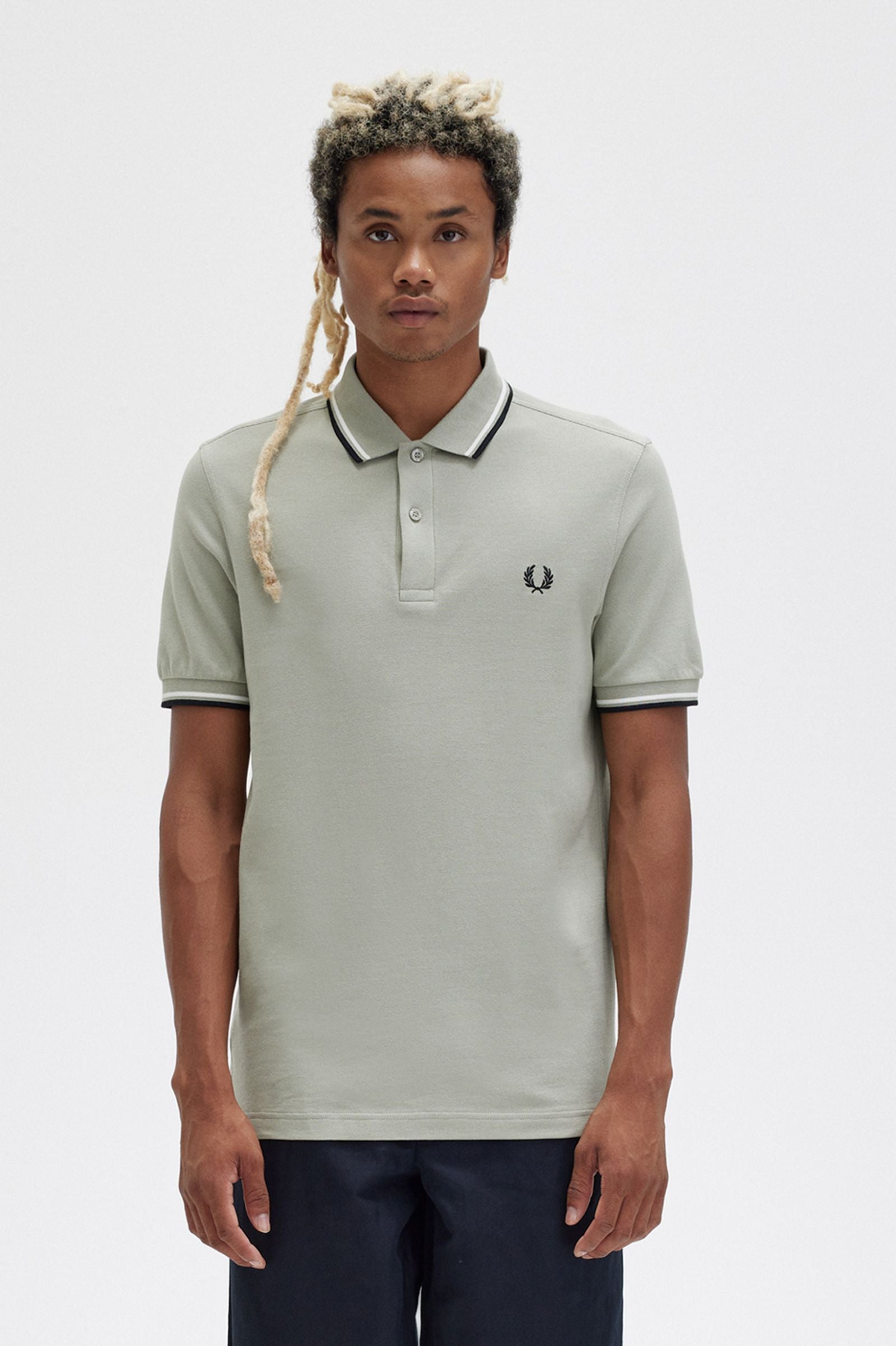 Buy the Fred Perry M3600 Polo - Seagrass / Snow White / Black