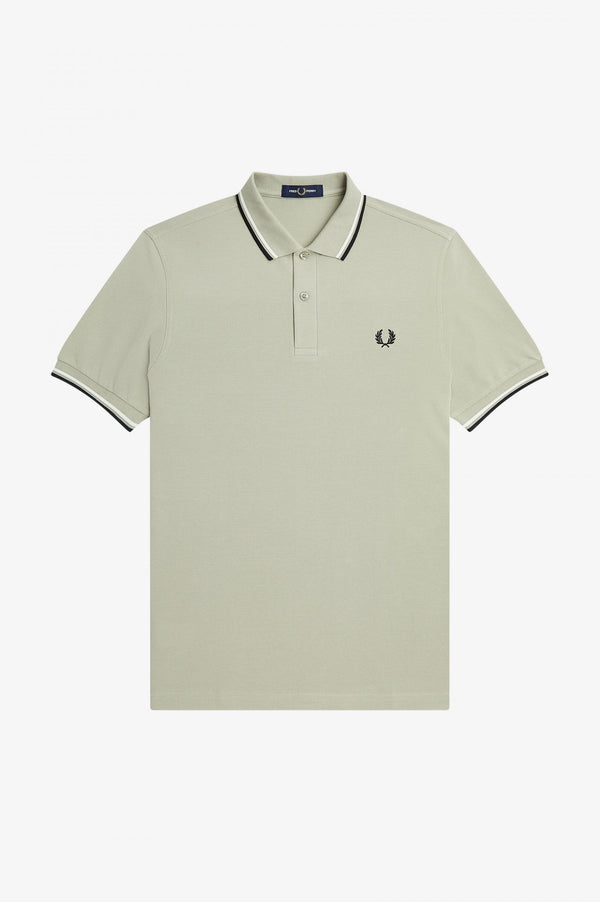 Buy The Fred Perry M3600 Polo Seagrass Snow White Black Jingo