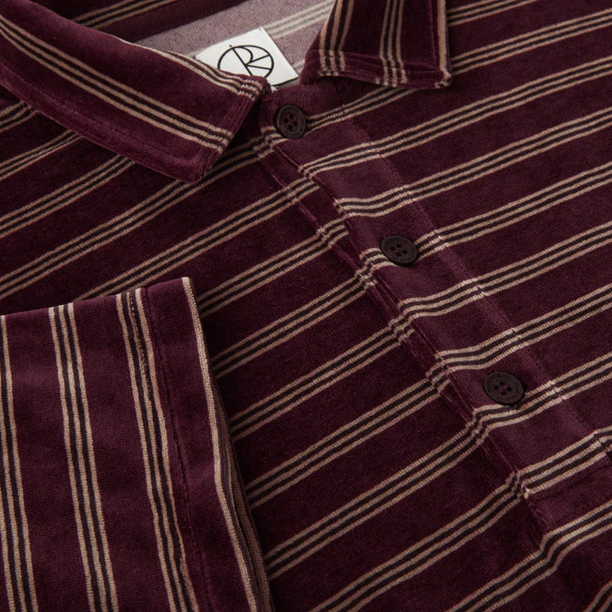 Buy the Polar Skate Velour Polo Shirt - Wine | Jingo Clothing